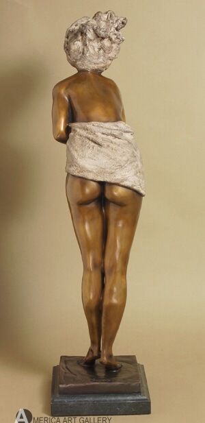 SEXY EROTIC CLEVER NUDE LADY BRONZE SIGNED SCULPTURE