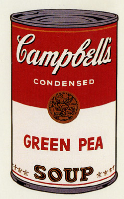 SUNDAY B MORNING WARHOL CAMPBELL SOUP CAN SCREEN PRINT(Grn Pea)