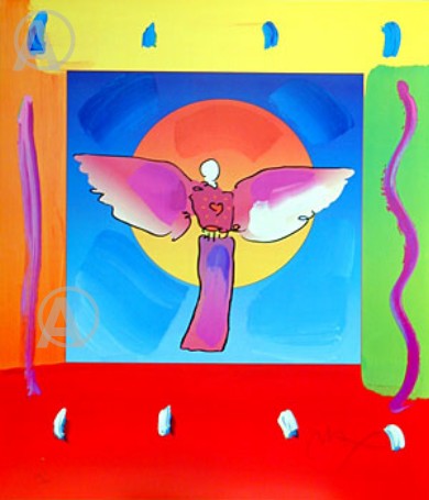 PETER MAX RARE STUNNING ANGEL IN THE SUN HAND SIGNED LITHOGRAPH