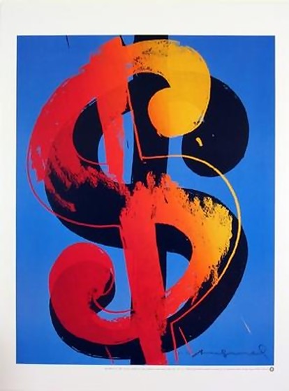 FABULOUS OFFICIAL ANDY WARHOL RARE DOLLAR SIGN $ LITHOGRAPH
